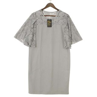 【新品 未使用】 LACE LADIES レースレディース 春夏★ 花柄レース シフト ドレス ワンピース Sz.M レディース 灰(その他)
