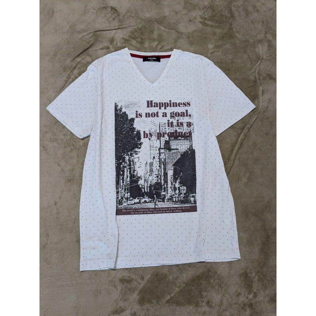PLUS ONE(プラスワン)のメンズ　半袖Tシャツ　プリントデザイン　Ｌ　トップス　プラスワン　ドット柄 メンズのトップス(Tシャツ/カットソー(半袖/袖なし))の商品写真