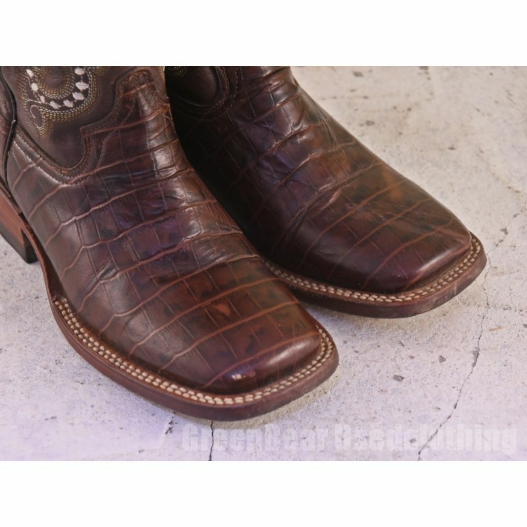 メキシコ製 FERRINI ウエスタンブーツ 茶 ブラウン レディース 6.5B 23.5cm B647 レディースの靴/シューズ(ブーツ)の商品写真