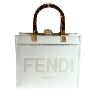 フェンディ(FENDI)のFENDI フェンディ サンシャイン スモール ショッパー ロゴ 2WAY レザー ハンド ショルダーバッグ ゴールド金具 ホワイト レディース 8BH394 ABVL(ショルダーバッグ)
