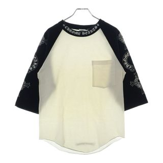 クロムハーツ(Chrome Hearts)のCHROME HEARTS クロムハーツ OLD ネックロゴ 袖マルチプリント 七分丈 ラグラン 長袖Tシャツ ブラック/ホワイト(Tシャツ/カットソー(七分/長袖))