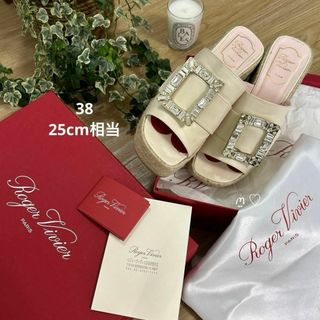 ロジェヴィヴィエ(ROGER VIVIER)のロジェヴィヴィエ　ストラスバックルサンダル　エスパドリーユミュール　38　25㎝(サンダル)