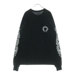 クロムハーツ(Chrome Hearts)のCHROME HEARTS クロムハーツ Floral Horseshoe L/S Tee フローラルホースシュー クルーネック長袖Tシャツ カットソー ブラック(Tシャツ/カットソー(七分/長袖))
