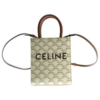 セリーヌ(CELINE)のCELINE セリーヌ バーティカル カバ ミニ ショルダーバック ホワイト PVCレザー 2wayバッグ ハンドバッグ(ショルダーバッグ)