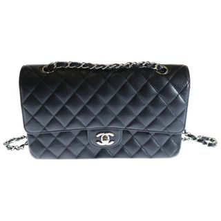 シャネル(CHANEL)のCHANEL シャネル マトラッセ25 Wフラップ Wチェーン ショルダーバッグ ブラック キャビアスキン シルバー金具(ショルダーバッグ)