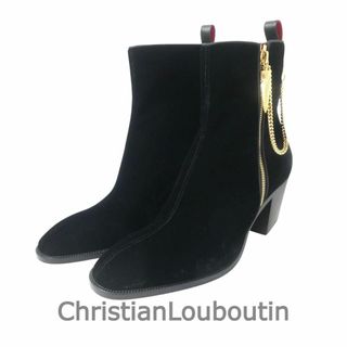 クリスチャンルブタン(Christian Louboutin)の新品同様 クリスチャンルブタン チェーン装飾 ベルベット ショートブーツ(ブーツ)