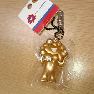 EXPO2025万博　ミャクミャク プレート付きキーホルダー　ゴールド　金(キャラクターグッズ)