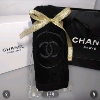 CHANEL - CHANEL(シャネル)ノベルティ★ハンドタオル★ハンカチ★ブラック★黒★即発送