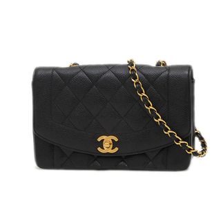 シャネル(CHANEL)のシャネル ダイアナ チェーンショルダー 22cm キャビアスキン ブラック A0(ショルダーバッグ)