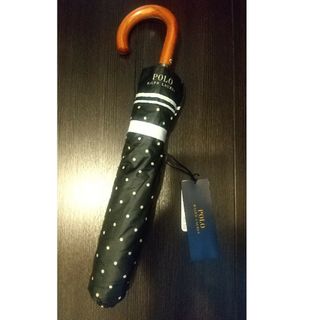 ポロラルフローレン(POLO RALPH LAUREN)の完売品 1級遮光生地使用　晴雨兼用日傘 ポロ ラルフローレン ブラック色 ドット(傘)