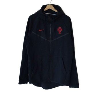 ナイキ(NIKE)のNIKE(ナイキ) パーカー サイズL メンズ - 黒×レッド 長袖/刺繍/ワッペン/ジップアップ(パーカー)