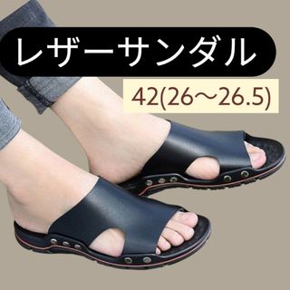 メンズ レザー サンダル ブラック ビーチサンダル おしゃれ