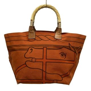 エルメス(HERMES)のHERMES(エルメス) トートバッグ スティープル オレンジ×ブラウン×ベージュ 馬柄 レザー(トートバッグ)