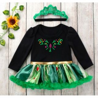新品 ベビー ロンパース 女の子 長袖 コスプレ ワンピース アナ風 ディズニー(ロンパース)