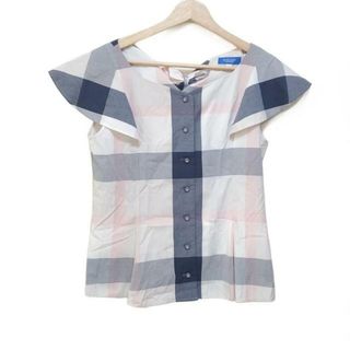 ブルーレーベルクレストブリッジ(BLUE LABEL CRESTBRIDGE)のBLUE LABEL CRESTBRIDGE(ブルーレーベルクレストブリッジ) 半袖シャツブラウス サイズ38 M レディース - アイボリー×ダークグレー×ライトピンク チェック柄(シャツ/ブラウス(半袖/袖なし))