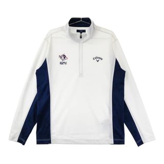 サイズ：LL CALLAWAY キャロウェイ  ハーフジップ 長袖Tシャツ ロゴ総柄 ホワイト系 [240101494145] ゴルフウェア メンズ ストスト(ウエア)