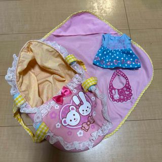 メルチャン(メルちゃん)のメルちゃん　クーファン　おくるみ　ワンピース　スタイ　セット(ぬいぐるみ/人形)