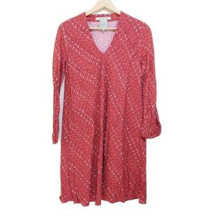 シビラ(Sybilla)のSybilla(シビラ) ワンピース サイズM レディース - レッド×ボルドー×白 Vネック/長袖/ひざ丈(その他)