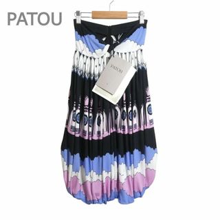 PATOU - 新品同様 PATOU 総柄 ウエストゴム 膝丈 ミディ丈 バルーンスカート