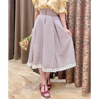 axes femme - 【新品】アクシーズファム　ストライプジップスカート　茶　F  定価6,050円