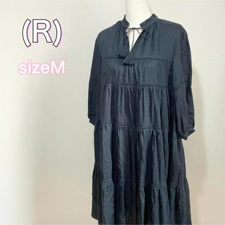 ニジュウサンク(23区)のサイズM 23区 アール フレア ティアード ロングワンピース 八分袖 黒(ロングワンピース/マキシワンピース)