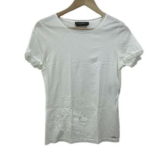 サルヴァトーレフェラガモ(Salvatore Ferragamo)のFERRAGAMO/SalvatoreFerragamo(サルバトーレフェラガモ) 半袖Tシャツ サイズXS レディース - 白 クルーネック/レース/刺繍/ラインストーン(Tシャツ(半袖/袖なし))