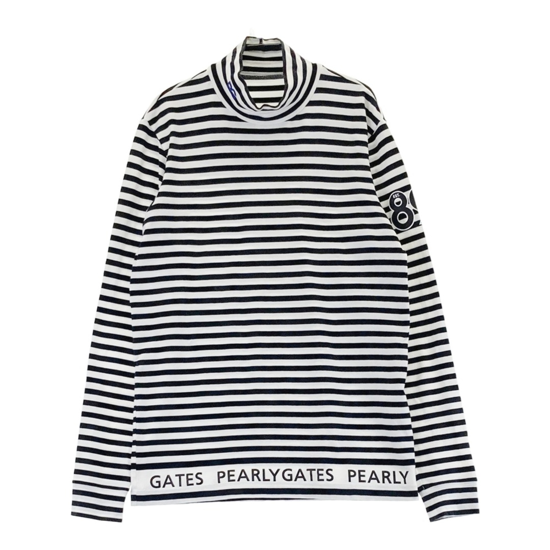 サイズ：4 PEARLY GATES パーリーゲイツ  ハイネック 長袖Tシャツ ボーダー柄 ホワイト系 [240101495216] ゴルフウェア メンズ ストスト スポーツ/アウトドアのゴルフ(ウエア)の商品写真