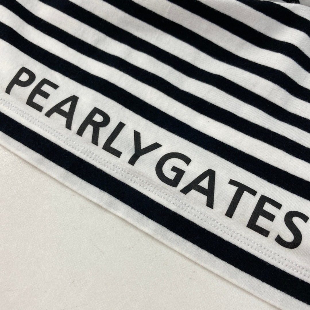 サイズ：4 PEARLY GATES パーリーゲイツ  ハイネック 長袖Tシャツ ボーダー柄 ホワイト系 [240101495216] ゴルフウェア メンズ ストスト スポーツ/アウトドアのゴルフ(ウエア)の商品写真