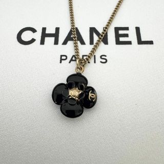 シャネル(CHANEL)のCHANEL シャネル ネックレス ゴールド カメリア 黒 ココマーク(ネックレス)