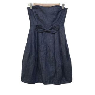 Paul+ PaulSmith(ポールスミスプラス) ワンピース サイズ38 L レディース美品  - ネイビー ベアトップワンピ/ひざ丈/リボン(その他)