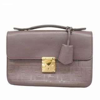 フェンディ(FENDI)の【5gd4601-h】フェンディ クラッチバッグ ズッカ レザー ブラウン ゴールド金具【中古】メンズ(セカンドバッグ/クラッチバッグ)