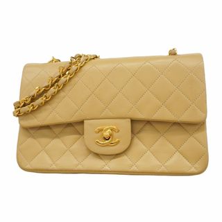 シャネル(CHANEL)の【5gd4615】シャネル ショルダーバッグ マトラッセ Wフラップ Wチェーン ラムスキン ベージュ ゴールド金具【中古】レディース(ショルダーバッグ)
