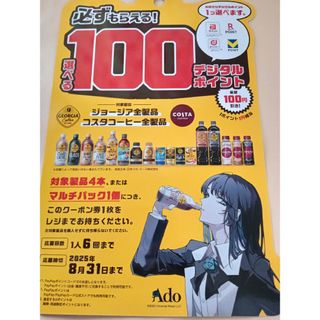 コカコーラ(コカ・コーラ)の必ずもらえる　100ポイント　ジョージア　選べるデジタルポイント12(ノベルティグッズ)
