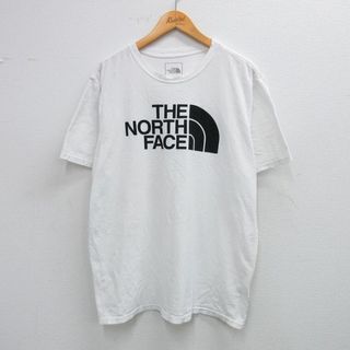ノースフェイス(North Face)のXL★古着 ノースフェイス THE NORTH FACE 半袖 ブランド Tシャツ メンズ ビッグロゴ 大きいサイズ コットン クルーネック 白 ホワイト 25jul25 中古(Tシャツ/カットソー(半袖/袖なし))