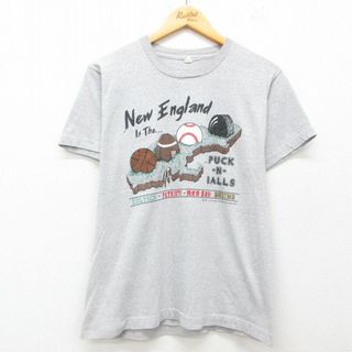 スクリーンスターズ(SCREEN STARS)のM★古着 スクリーンスターズ 半袖 ビンテージ Tシャツ メンズ 80年代 80s MLB ボストンレッドソックス NBA ボストンセルティックス グレー 霜降り バスケットボール メジャーリーグ ベースボール 野球 25jul25 中古(Tシャツ/カットソー(半袖/袖なし))