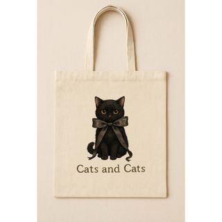 黒猫　トートバッグ (トートバッグ)