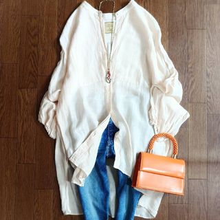 JOURNAL STANDARD - 美品♪レサージュ L'ESSAGE リネンバルーンスリーブシャツ ベージュ 麻