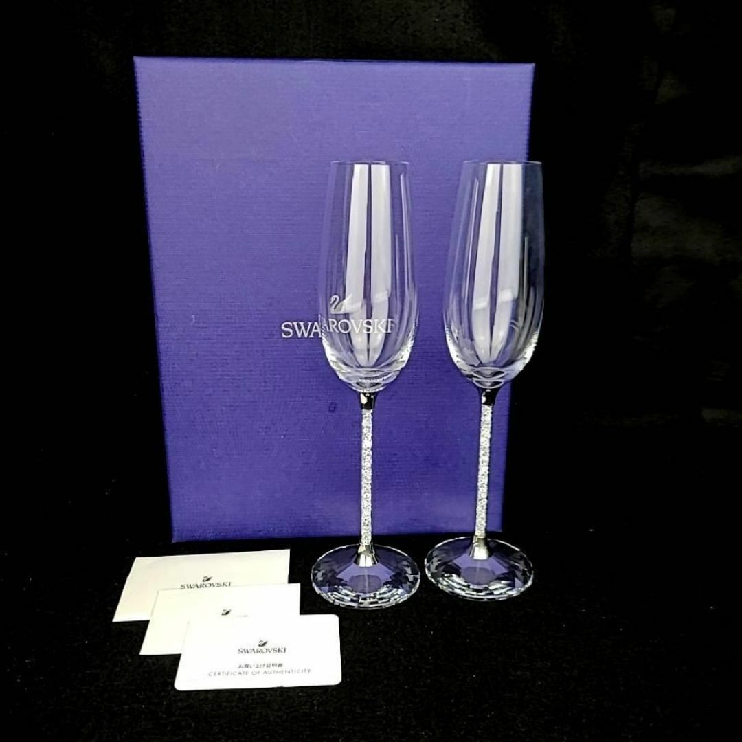 ☆未使用☆スワロフスキー　SWAROVSKI　シャンパンフルート　ペア　2客 インテリア/住まい/日用品のキッチン/食器(グラス/カップ)の商品写真
