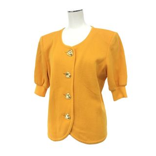 YvesSaintLaurent(YSL) イヴサンローラン  半袖カーディガン Mサイズ  オレンジ  レディース 金釦 五分袖　240002227933(その他)