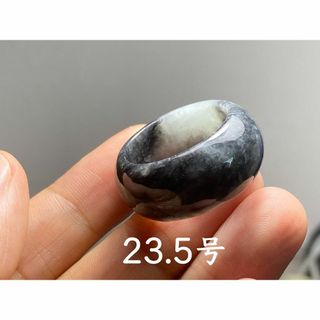 L13-03 広幅 23.5号 グアテマラ産 A貨 本翡翠 くりぬき リング(リング(指輪))