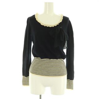トゥービーシック(TO BE CHIC)のトゥービーシック ニット カットソー セーター 長袖 フリル リボン ボーダー(ニット/セーター)