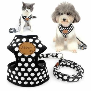ZUNEA 犬用 ハーネス リード セット 可愛い ドット柄 ソフトメッシュ 胴(犬)