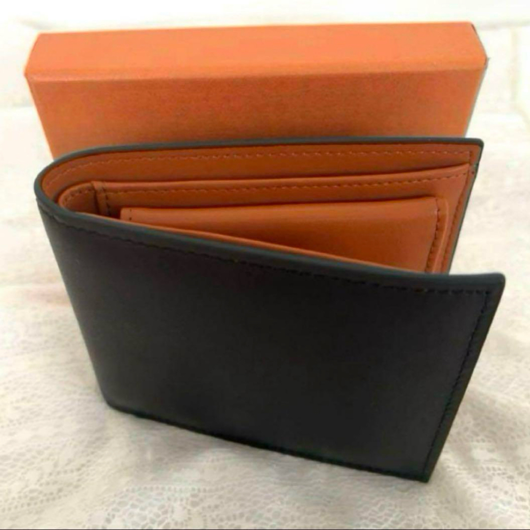 財布 2つ折り メンズ 黒 本革 レザー ビジネス財布 メンズのファッション小物(折り財布)の商品写真