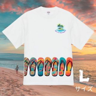 カラフルビーチサンダルTシャツハイクオリティー ビーサン カラフル 夏の想い出(Tシャツ/カットソー(半袖/袖なし))