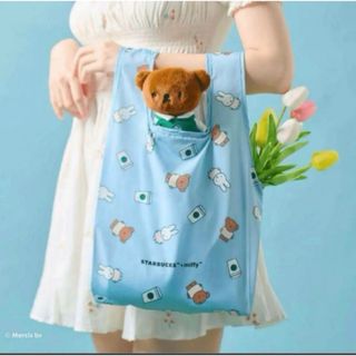 スターバックス(Starbucks)のSTARBUCKS + miffy エコバッグ 水色(エコバッグ)