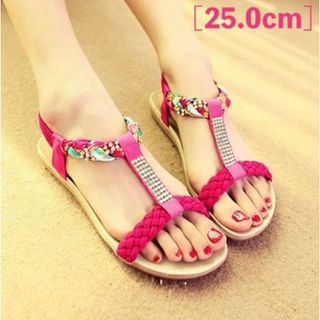 ★大人気!!★ フラットサンダル♪ ローズ 【25.0cm】(サンダル)