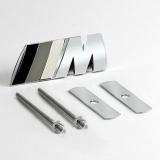 BMW Mエンブレム フロントグリル用 スタッドボルト式 Mバッヂ グレーa5