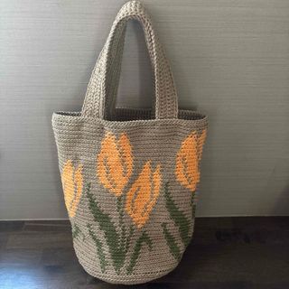 ハンドメイド　かぎ編み　チューリップのハンドバッグ　⑥
