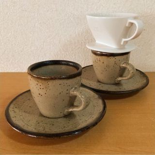コーヒーカップ　マグカップ　ソーサー　ドリッパー　レトロ　陶器　セット