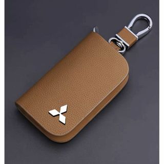三菱(MITSUBISHI)キーケース レザー 革 キーカバー 高級 茶色 3(キーホルダー)